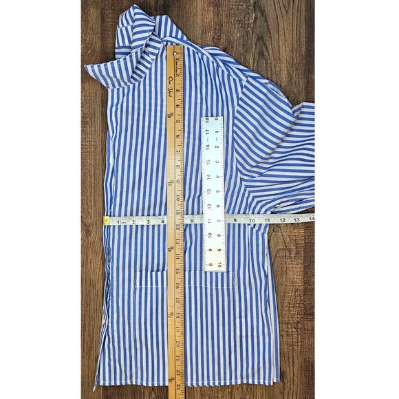 CAbi Striped Long Sleeve Button Up Prep School  Shirt 6085, L, White & Blue - Picture 4 of 9